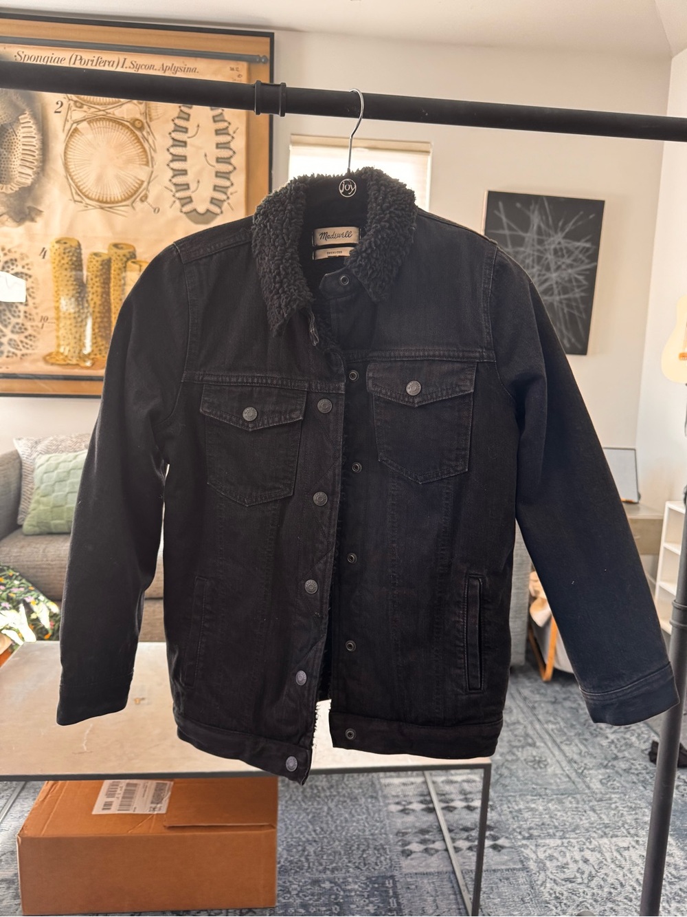 Madewell Black Sherpa-Trim Denim Jacket